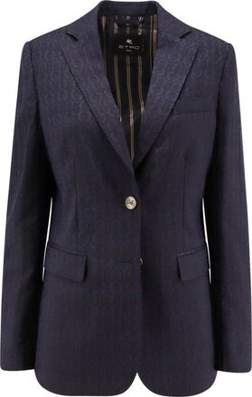 Etro Single-Breasted Wool Blazer With Iconic Pattern-Donna