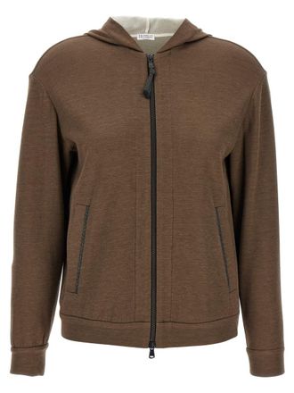 Brunello Cucinelli Precious Zipper Pull Hoodie
