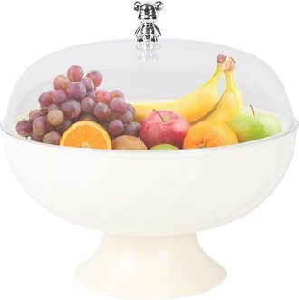 No Brand Frutero Transparente Con Tapa Y Base, Ideal Para Colocar Sobre Una Encimera O Mesa Decorativa