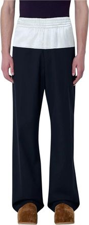 Dries Van Noten Drawstring Wide-Leg Broek - Heren - Wijde Broeken - Zwart - XL - Katoen - Broeken