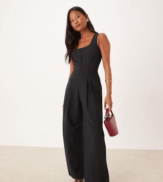 Nobody's Child Leona - Tuta jumpsuit nera con scollo squadrato-Nero
