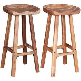 vidaXL Bar Stools 2 pcs Solid Acacia Wood vidaXL