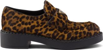 Prada Leopard Print Logo Loafers