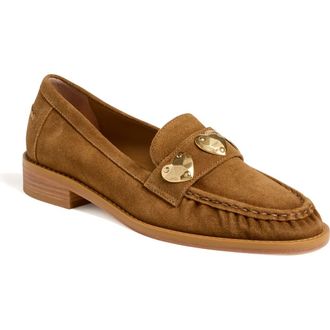 Cinq &agrave; Sept Gretta Heart Stud Loafer in Golden Sienna at Nordstrom, Size 10.5Us