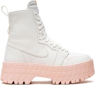 Nike Jordan Air Jordan 1 Brooklyn White/Pink sneaker boots - women - Rubber/Fabric/Grained Leather - 6