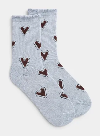 Free People Womens Scalloped-trim red heart socks