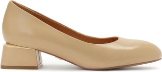Kazar Beige pumps met metalen inzet op een paal - Dames - Pumps - Beige - 35 EU - Leer - Schoenen