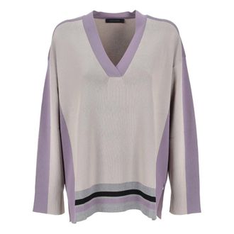 Elena Miro V-neck Knitwear, female, Gray, Size: XS Maglia a V