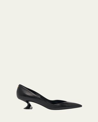 Lanvin 50mm Leather Kitten-Heel Pumps
