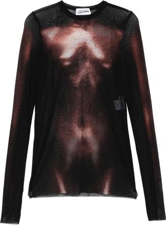 Jean Paul Gaultier Top in rete con stampa - Marrone
