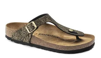 Birkenstock Womens Gizeh Sandal In Shiny Python Black