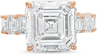 Diana M. Jewels 18kt Rose gold Lab grown 10ct Asscher Cut Diamond Ring with Asscher Eternity Band