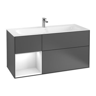 Villeroy & Boch Villeroy&boch - Finion, Muebles De Ba&ntilde;o, 1196 X 591 X 498 Mm, Angular, Con Estanter&iacute;a (iluminada), Modelo Suspendido, En Madera, Iluminaci&oacute;n Led, 1x L