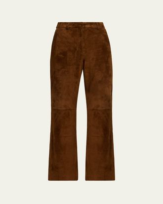 Aexae Suede Straight-Leg Pants