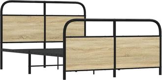 vidaXL Metal Bed Frame without Mattress Sonoma Oak 137x190 cm Vidaxl