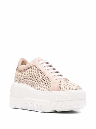 Casadei Womens Sneakers Woven Fabric Pink Polyurethane Trainers