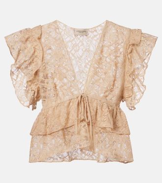 Adriana Degreas Ruffled lace crop top