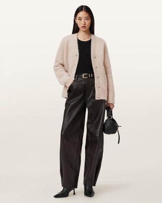 AllSaints Mohair/Merino Wool Rubi Embellished Cardigan, Size: XS