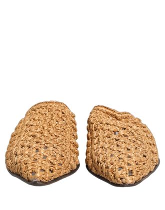 Dolce & Gabbana Mens Beige Woven Straw Slides Sandals Flats Shoes