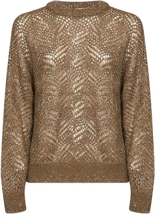 Brunello Cucinelli Sequin-embellished Openwork-knit Sweater