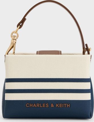 Charles & Keith Bosie Canvas Striped Micro Bag