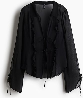 H&M Chiffonbluse mit Bindedetail - Schwarz