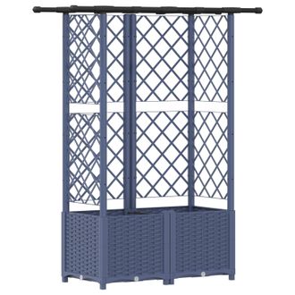 vidaXL Cama Elevada Con Trellis Y Techo Gris 124 X 40 X 138 Cm Pp Vidaxl
