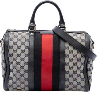 Gucci Pre-owned Vintage Canvas Satchel - Dames - Vintage Handtas - Veelkleurig - ONE Size - Leer - Vintage