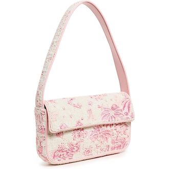 Staud Staud Womens Tommy Beaded Shoulder Bag, Ivory/Cherry Blossom Toile