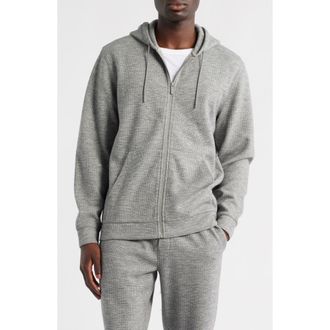 Zella Waffle Knit Zip-Up Hoodie in Grey Heather at Nordstrom, Size Xx-Large