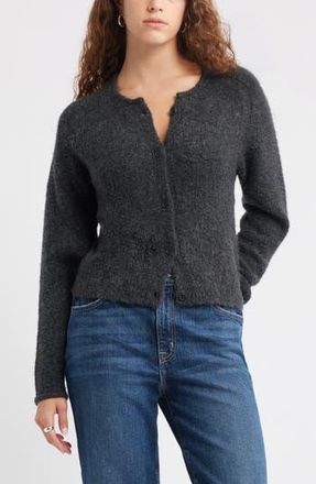 Treasure & Bond Rolled Crewneck Cardigan in Black at Nordstrom Rack, Size X-Large