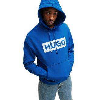 HUGO BOSS Heren Box Hoodie met lange mouwen (Blauw)