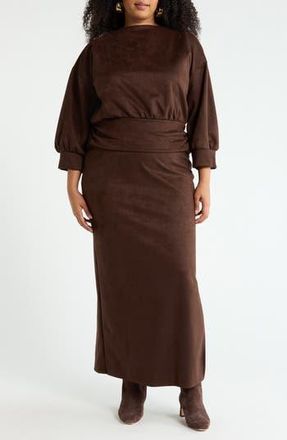 Renee C Faux Suede Maxi Dress in Chocolate at Nordstrom Rack, Size 1 X