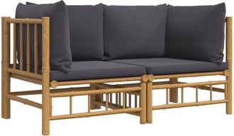 vidaXL Sof&aacute;s De Esquina De Jard&iacute;n 2 Uds Bamb&uacute; Con Cojines Gris Oscuro Vidaxl