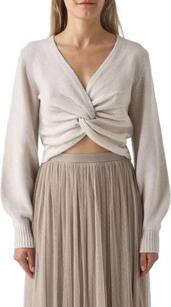 Twin-Set Cropped Knit Sweater with Twisted Knot Detail
