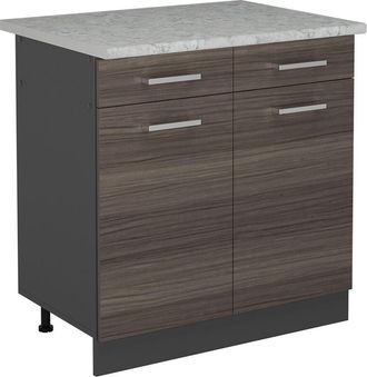 Vicco Mueble Bajo De Cocina R-line, Gris Noble, 80 Cm Et M&aacute;rmol