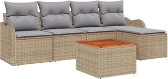 vidaXL Garden Sofa Set 6 pcs Beige Poly rattan Vidaxl