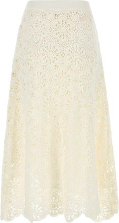 Farm Rio Womens Flower Skirt White Cotton Acrylic