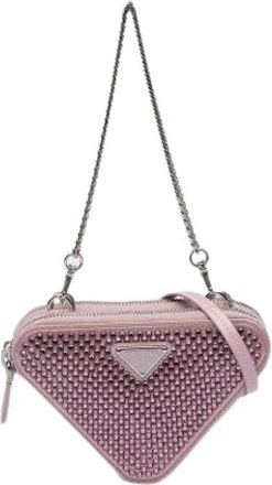 Prada Pre-owned Mini Triangle Pouch - Dames - Vintage Schoudertas - Roze - ONE Size - Leer - Vintage