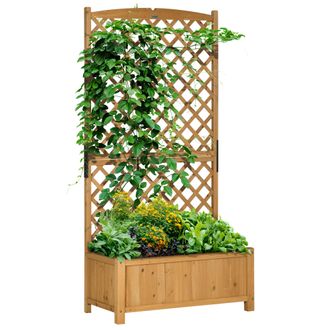 OUTSUNNY Arriate De Jard&iacute;n Con Enrejado Jardinera Con Celos&iacute;a Macetero Con Soporte Para Trepadora Cultivos Plantas Flores Para Patio 90x45x180 Cm