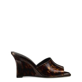 Stuart Weitzman Vinnie Wedge Mule 85 - Dames - Sleehakken - Bruin - 38 1/2 EU - Leer - Schoenen