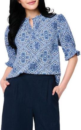 Gibsonlook Dianthus Puff Sleeve Top in Blue Bandana at Nordstrom Rack, Size Xx-Small