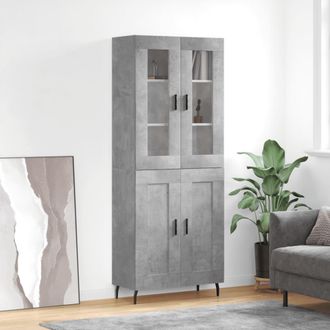 vidaXL Vidaxl - Aparador Alto Madera Contrachapada Gris Hormig&oacute;n 69,5x34x180 Cm