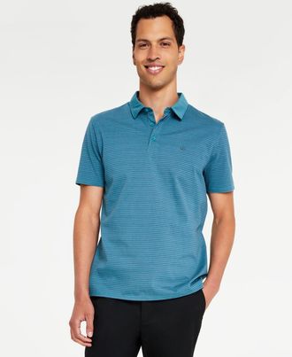 Calvin Klein Mens Smooth Cotton Feeder Stripe Polo Shirt