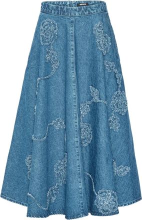 Rotate Midi-rok met bloemdetail - Blauw