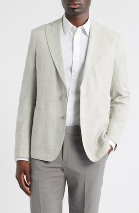 Emanuel Berg Textured Light Grey M&eacute;lange Wool Sport Coat at Nordstrom, Size 46