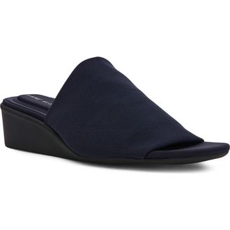 Anne Klein Wishful Wedge Slide Sandal in Navy Stretch at Nordstrom, Size 9.5