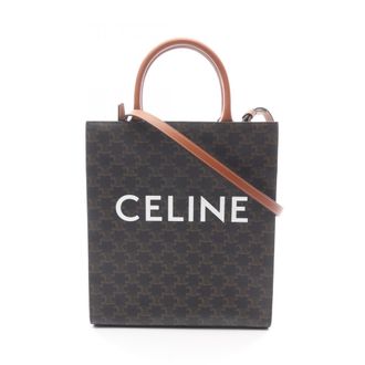 Celine Black Brown Coated Canvas Leather Tote Bag (Pre-Owned)