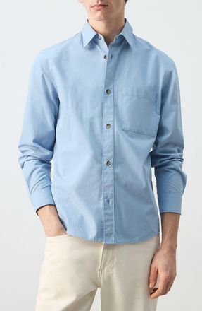 Mango Relaxed Fit Button-Up Shirt in Sky Blue at Nordstrom, Size X-Small