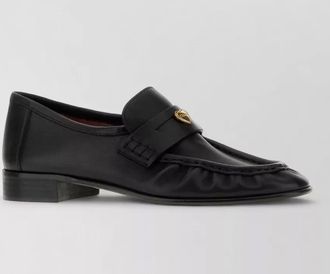 Chlo&eacute; leather gathered slip-on loafers